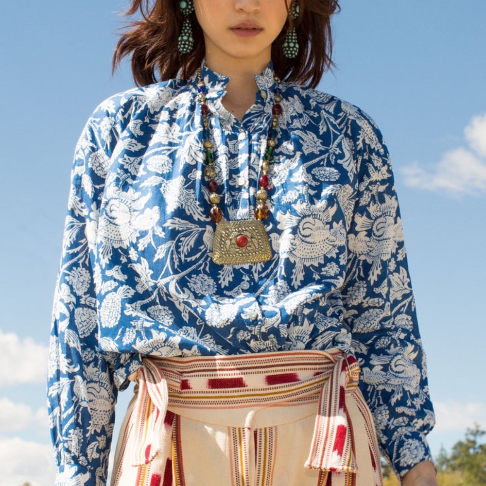Alix of Bohemia Kiki Garden Shirt | Azure - Picture 2 of 6